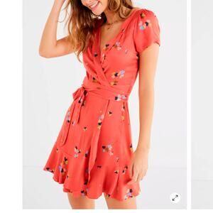 Urban Outfitters Rita Wrap Dress Mini vintage inspired  Women's Size S in red